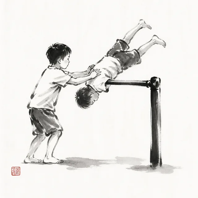 Flipping over the playground bar: the everyday analogy for Koshi Guruma